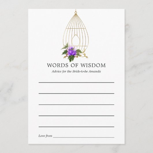 Verziertes Vintages Birdcage Lace Floral Brautpart Hinweiskarte (Vorderseite)