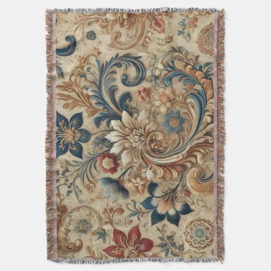 Verziertes Vintages Blumenmuster 2 Decke (Vorderseite Vertikal)