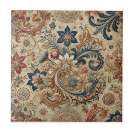Verziertes Vintages Blumenmuster 2 Fliese