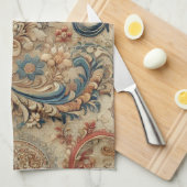 Verziertes Vintages Blumenmuster 2 Geschirrtuch (Viertel Falte)