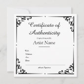 Verziertes Vintages Echtheitszeugnis für Kunst (Vorderseite)