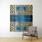 Verziertes Vintages Gold und Blauer Juwelier Jubil Wandteppich (Beispiel)