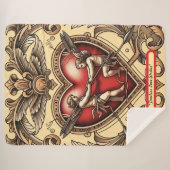 "Verziertes Vintages Kupid" Sherpadecke (Vorderseite (Horizontal))