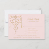 Verziertes Vintages Rosa Paris RSVP Karte (Vorderseite)