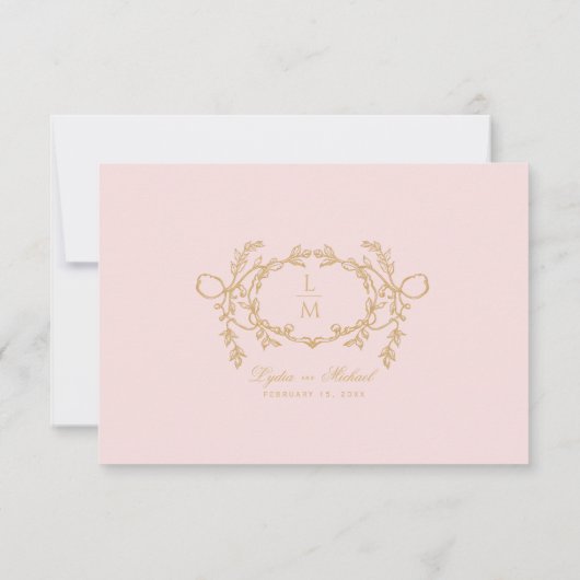 Verziertes Vintages Rosa Paris RSVP Karte (Rückseite)