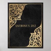 Verziertes Vintages Schwarz und Gold