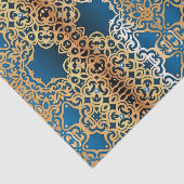 Verziertes Vintages Shiny-Gold- und Blue-Juwelier- Seidenpapier (Ausschnitt)