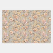 Verziertes Vogelblumenmuster Geschenkpapier Set (Vorderseite 3)