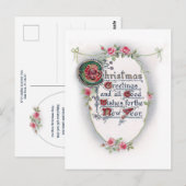 Verziertes Weihnachtsgrüßen mit Rose Postkarte (Vorne/Hinten)