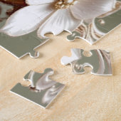 Verziertes weißes Blumenpuzzle Puzzle (Seite)
