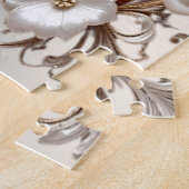 Verziertes weißes Blumenpuzzle Puzzle (Seite)