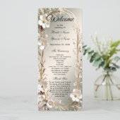 Verziertes weißes Blumenrahmen-Hochzeitsprogramm Programm (Stehend Vorderseite)