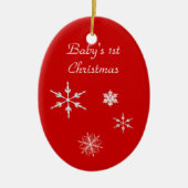 Verzierung--Babys 1. mit Schneeflocken Keramikornament (Vorne)