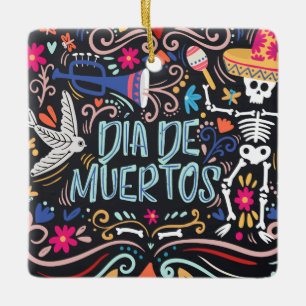 Verzierung Colorful Dia de Los Muertos   Keramikornament
