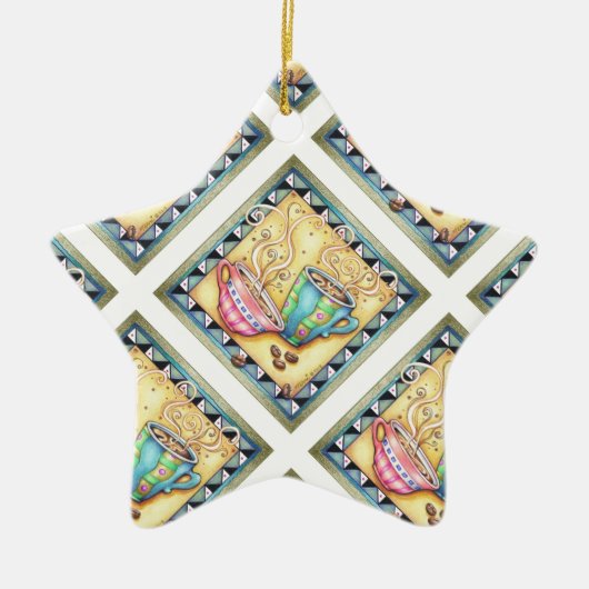 VERZIERUNG - COOLE BOHNEN! KAFFEE-KUNST KERAMIK ORNAMENT (Vorne)