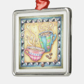 VERZIERUNG - COOLE BOHNEN! KAFFEE-KUNST SILBERNES ORNAMENT (Links)