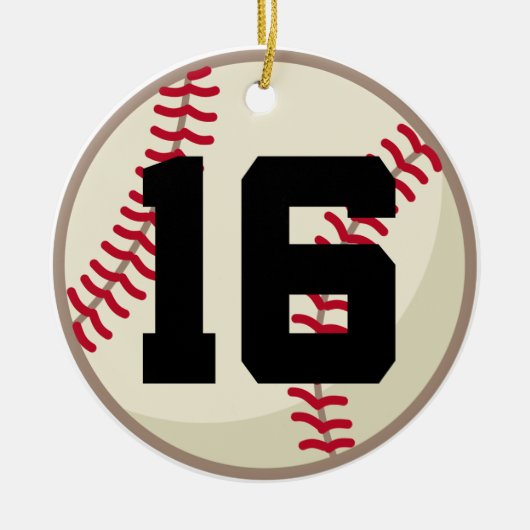 Verzierung der Baseball-Spieler-Zahl-16 Keramik Ornament (Vorne)