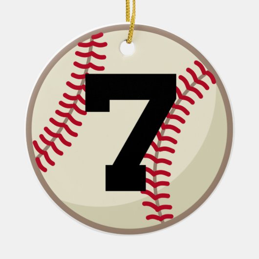 Verzierung der Baseball-Spieler-Zahl-7 Keramik Ornament (Vorne)