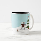 Verzierung der Baumsnowman-Tasse Zweifarbige Tasse (VorderseiteRechts)
