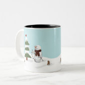 Verzierung der Baumsnowman-Tasse Zweifarbige Tasse (Vorderseite Links)