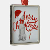 VERZIERUNG DER FROHEN WEIHNACHT-WEIMARANER SILBERNES ORNAMENT (Rechts)