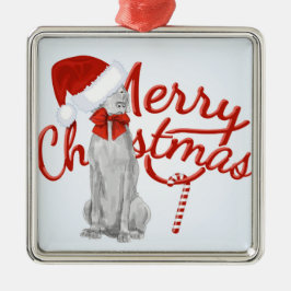 VERZIERUNG DER FROHEN WEIHNACHT-WEIMARANER SILBERNES ORNAMENT