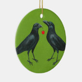 Verzierung der Krähenpaare w/cherry Keramikornament (Rechts)