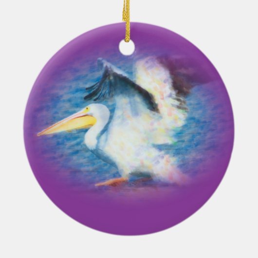 Verzierung des Aquarellpelikans 17 Keramik Ornament (Hinten)