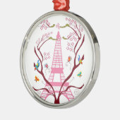 Verzierung des Eiffelturms im Frühjahr Silbernes Ornament (Links)