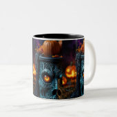 Verzierung des Halloween-Schädels gedruckt Zweifarbige Tasse (VorderseiteRechts)