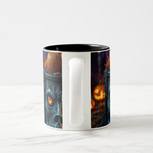 Verzierung des Halloween-Schädels gedruckt Zweifarbige Tasse (Henkel)