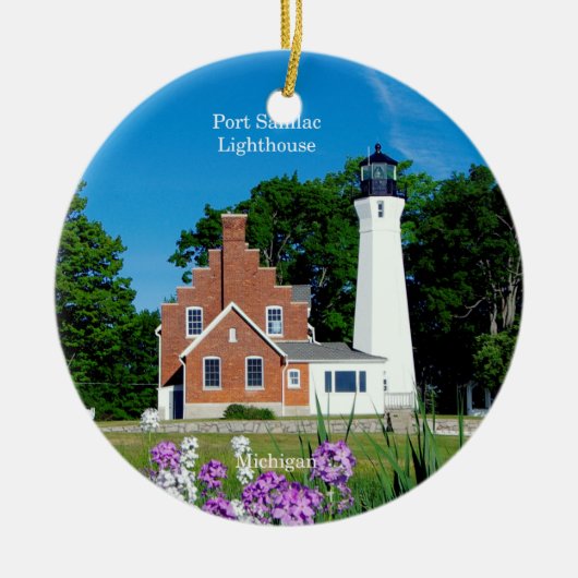 Verzierung des Leuchtturms Port Sanilac Keramik Ornament (Vorne)