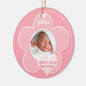 Verzierung des Rosa-und Weiß-"Babys erstes Keramik Ornament (Links)