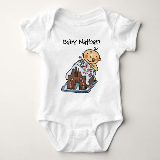 Verzierung eines Lebkuchen-Hauses für Weihnachten Baby Strampler (Vorderseite)