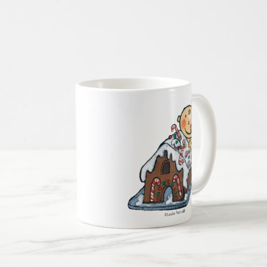 Verzierung eines Lebkuchen-Hauses für Weihnachten Kaffeetasse (VorderseiteRechts)