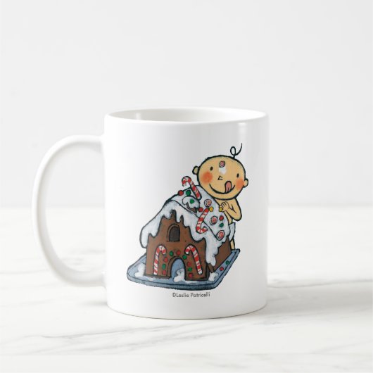 Verzierung eines Lebkuchen-Hauses für Weihnachten Kaffeetasse (Links)