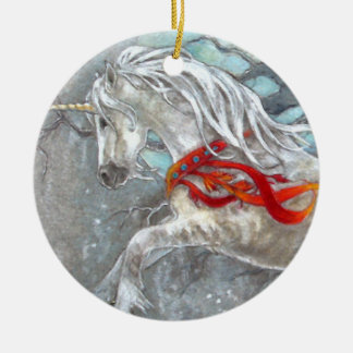 Verzierung - Feiertags-Einhorn Keramikornament