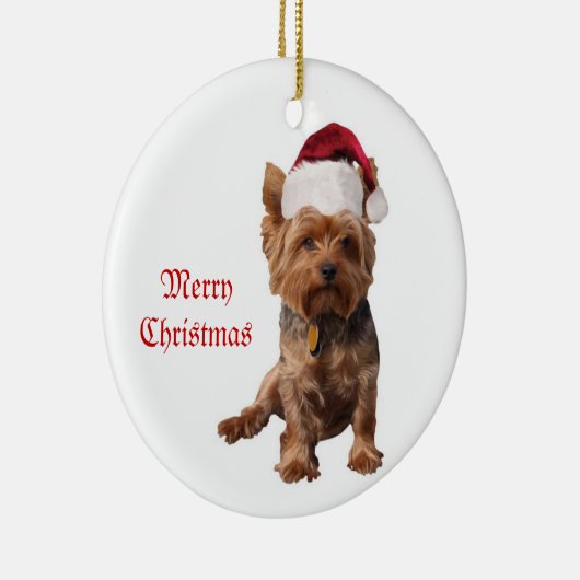 Verzierung frohe Weihnacht-Yorkshires Terrier Keramik Ornament (Rechts)