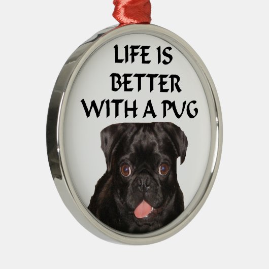 Verzierung mit schwarzem Mops Silbernes Ornament (Rechts)