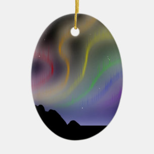 Verzierung: Regenbogen-Nordlichter Keramik Ornament