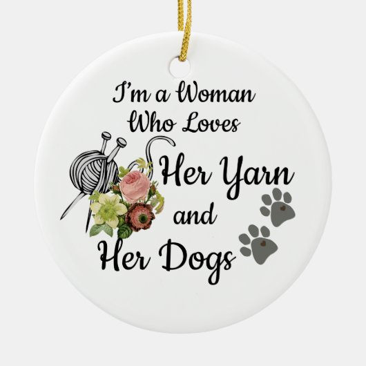 Verzierung sagt Liebe-Garn und Hunde Keramik Ornament (Vorne)