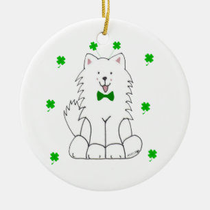 Verzierung Samoyed-St. Patricks Tages Keramik Ornament
