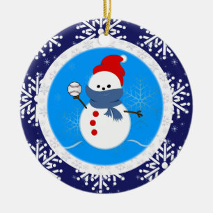 Verzierung - Sankt-Schneemann-Baseball Keramik Ornament