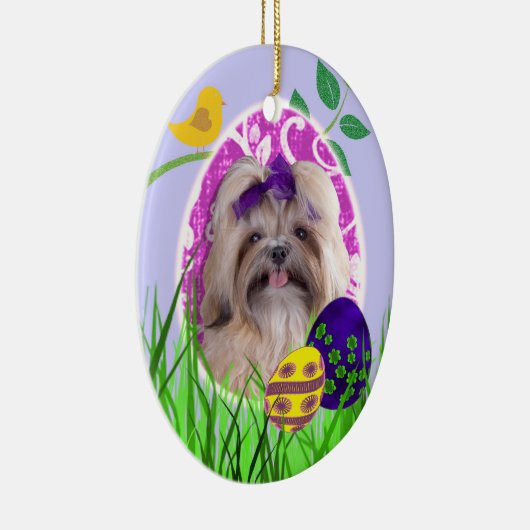 Verzierung Shih Tzu Ostern Keramik Ornament (Rechts)