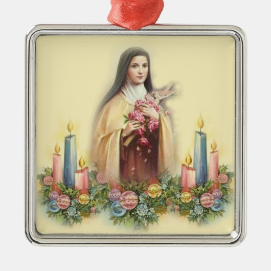 Verzierung St. Therese Weihnachts Silbernes Ornament (Vorne)