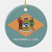 Verzierung unter der Flagge von Delaware Keramik Ornament (Hinten)