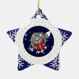 Verzierung - verrückte Weihnachtskatze Keramikornament