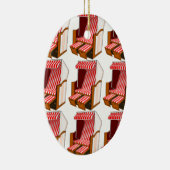 Verzierung von Rot- und WeißBeach-Stühlen Keramik Ornament (Rechts)