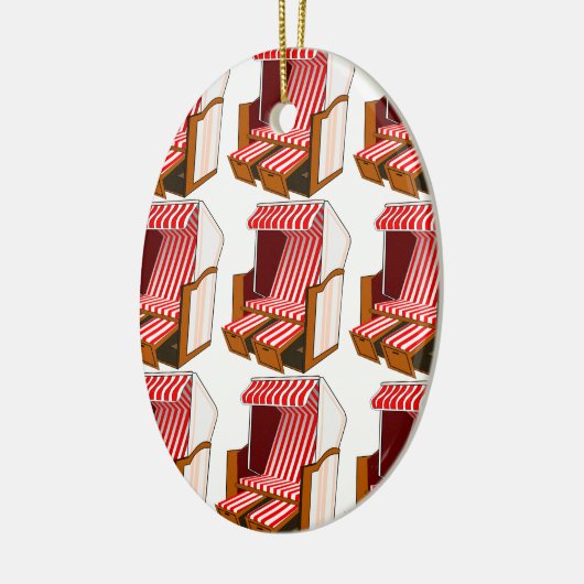 Verzierung von Rot- und WeißBeach-Stühlen Keramik Ornament (Links)