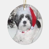 Verzierung WeihnachtsShih Tzu Keramikornament (Links)
